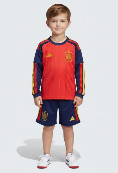 Camiseta manga larga y Pantalones para niños España Home 2026/27 - Con Medias